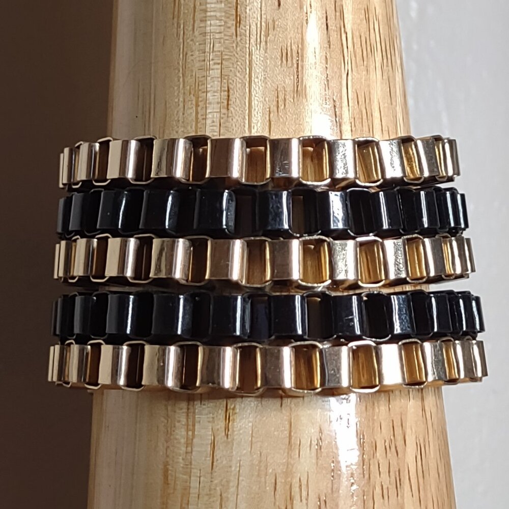 Black And Gold Tone Chain Link Layered Bracelet